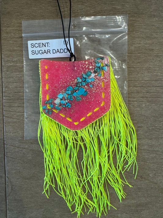 Pink Rock Pocket Fringe Freshie