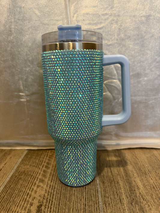 Light Blue Rhinestone Tumbler