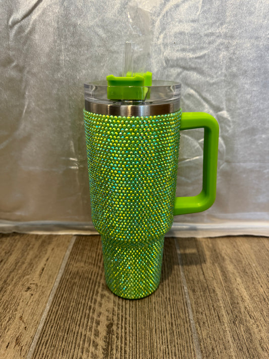 Green Rhinestone Tumbler