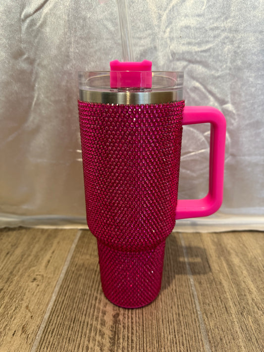 Hot Pink Rhinestone Tumbler