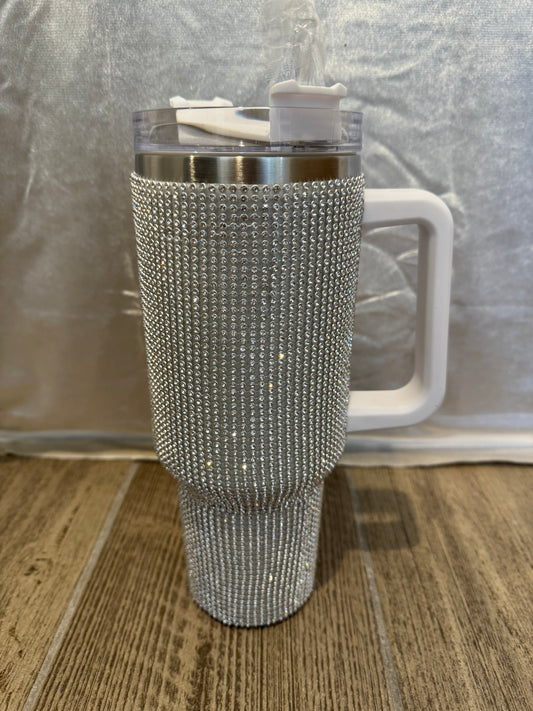 Silver Rhinestone Tumbler