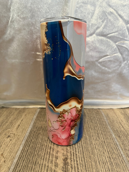 Blue/Pink Marble Tumbler